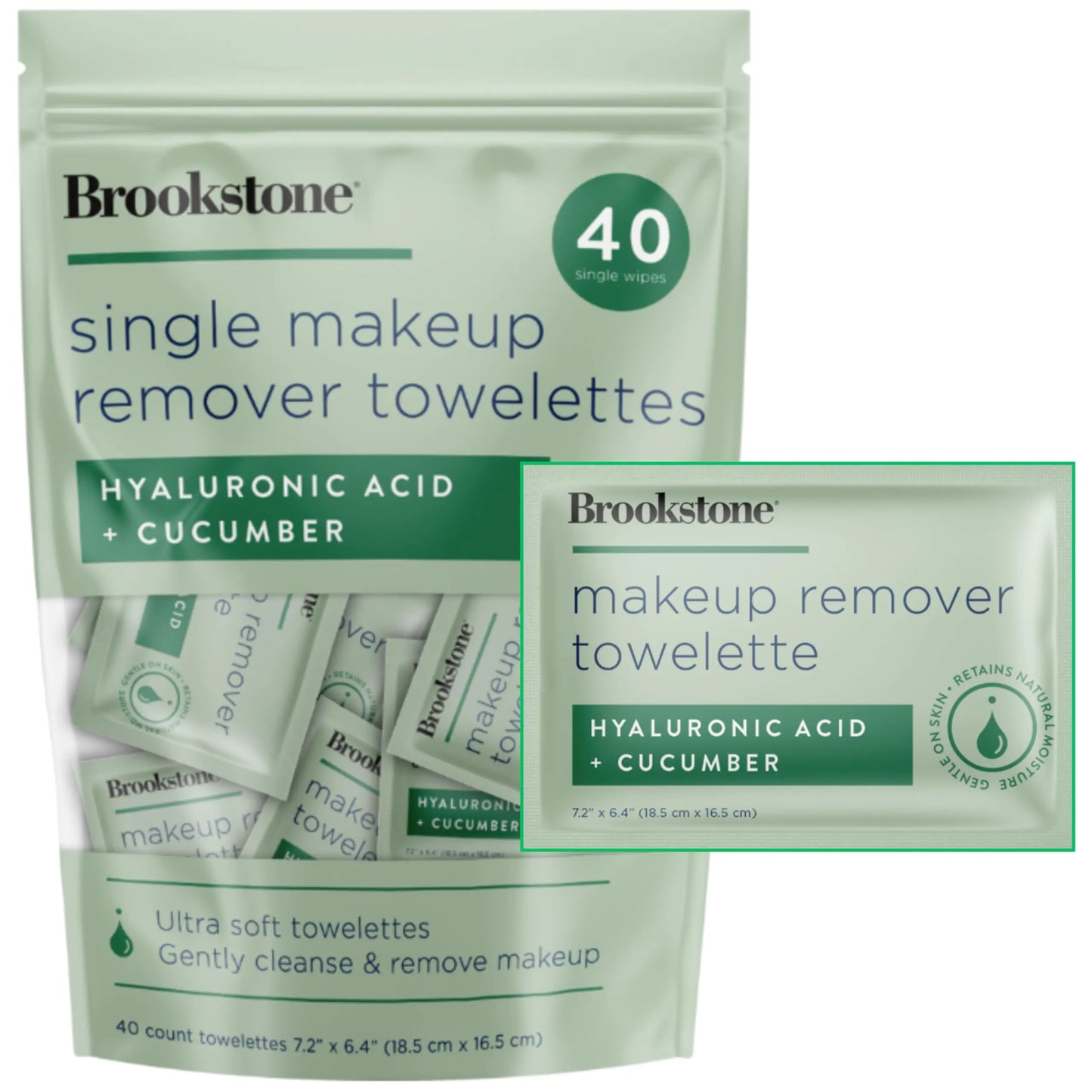 Brookstone Individual Makeup Remover Wipes - Ultra Soft Makeup Remover Wipes Individually Wrapped Gently Cleanse & Remove Makeup 40 Count Makeup Wipes Individually Wrapped