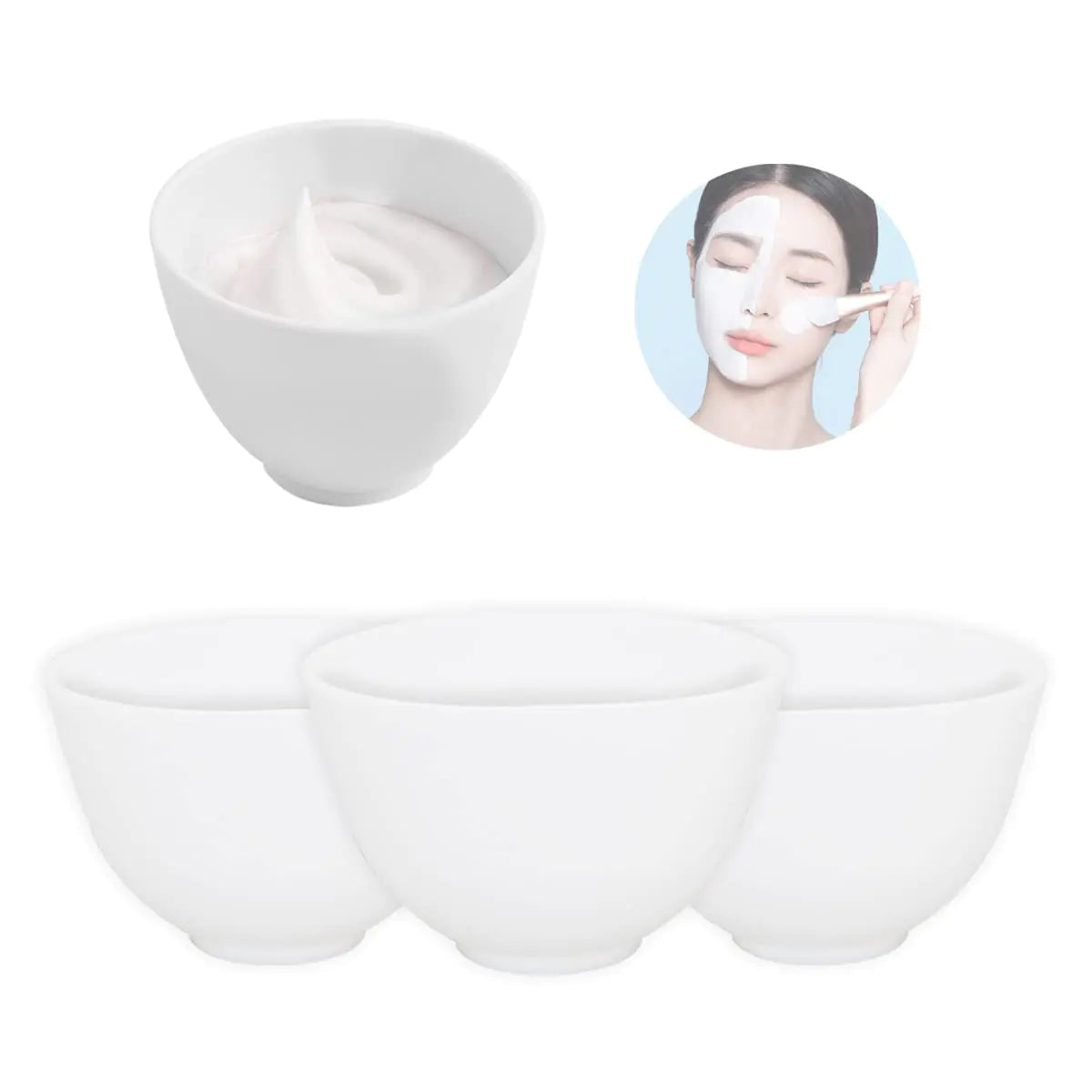 FERCAISH 4Pcs Diy Face Mask Mixing Bowl Microwavable Silicone Facial Mud Bowl Cosmetic Beauty Tool for Home Salon(Small)